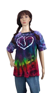 Hand dyed rainbow tie dye batik horse heart tee shirt
