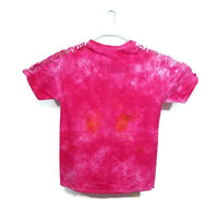 Hand Dyed Tie Dye Tee Cotton Jersey Shirt Large Pink Peace Cut Shoulders and Beaded Glow in the Dark