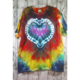 Handmade Tie Dye Short Sleeve XL Heart Rainbow Red Yellow Green Blue