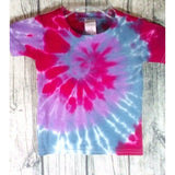 Handmade Tie Dye Short Sleeve Tee Kids 3T Spiral Swirl  Pink Purple Blue