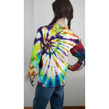 Handmade Tie Dye Cotton Long Sleeve Tee Shirt  XL Rainbow Spiral