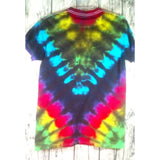 Handmade Tie Dye Short Sleeve Tee Adult Small V Stripe Rainbow Colors