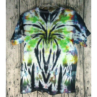 Handmade Tie Dye Short Sleeve Cotton T Shirt Youth L Spider Green Blue Orange