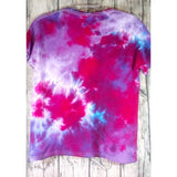 Handmade Tie Dye Batik Cotton Short Sleeve T-Shirt Kids Medium Pink Purple Dino