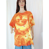 Tie Dye Batik Handmade T-Shirt XL Halloween Spooky Smile Happy Jack Face