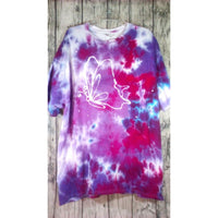 Handmade Tie Dye Batik Cotton Short Sleeve Tee Shirt 2XL Purple Pink Butterfly