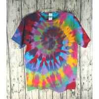 Handmade Tie Dye Short Sleeve Tee Shirt Youth XL Rainbow Spiral