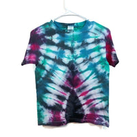 Hand Dyed Tie Dye Tee Cotton Kids Small Stripe Blue Purple Green