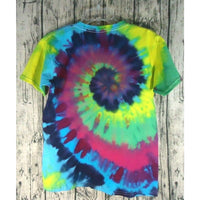 Tee Shirt Kid Large Pink Blue Green Spiral Handmade Tie Dye Cotton Short Sleeve