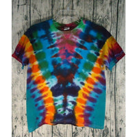 Tee Shirt Kids Medium Rainbow Dragon V Stripe  Handmade Tie Dye  Short Sleeve