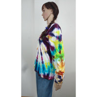 Handmade Tie Dye Cotton Long Sleeve Tee Shirt  XL Rainbow Spiral