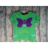 Handmade Tie Dye  Cotton Short Sleeve Tee Shirt Kids XS Butterfly  Purple Green