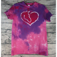 Tie Dye Batik Handmade Short Sleeve Top Tee Shirt Small Horse Love Pink Purple