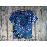 Tee Shirt Kids Medium Blue Purple Spiral Handmade Tie Dye  Cotton Short Sleeve