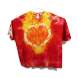 Hand Dyed Tie Dye Tee Cotton Jersey  Shirt Plus 5XL Heart Yellow Orange