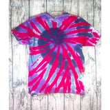 Handmade Tie Dye Short Sleeve Cotton T-Shirt Kids Medium Purple Red Spiral