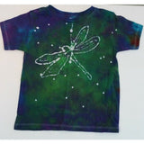 Hand Dyed Batik Tie Dye Tee Cotton Jersey Shirt Kids 4T Dragonfly Purple Green