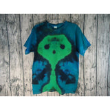 Handmade Tie Dye Short Sleeve Tee Youth XL Alien  Green Take Me To Your Leader