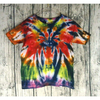 Handmade Tie Dye Short Sleeve Cotton T-Shirt Kids 5T Spider Red Yellow Purple