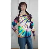 Handmade Tie Dye Cotton Long Sleeve Tee Shirt  XL Rainbow Spiral