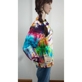 Handmade Tie Dye Cotton Long Sleeve Tee Shirt  XL Rainbow Spiral