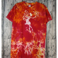 Tie Dye Batik Handmade Fire Fairy Unisex Short Sleeve Top Tee Shirt Medium