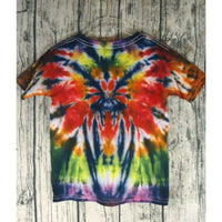 Handmade Tie Dye Short Sleeve Cotton T-Shirt Kids 5T Spider Red Yellow Purple