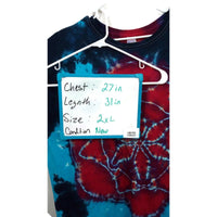 Hand Dyed Tie Dye Tee Cotton Jersey Shirt Adult Plus 2XL Seed Of Life Red Blue