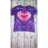 Handmade Tie Dye Cotton Tee Shirt Youth Girls  XS 6T Purple Red Geode Heart