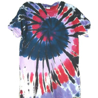 Handmade Tie Dye Short Sleeve T-Shirt  Medium Purple Pink Ember Spiral