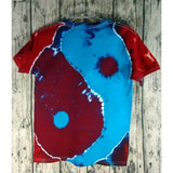 Handmade Tie Dye Cotton Short Sleeve Tee Shirt Kids Medium Blue Purple Yin Yang