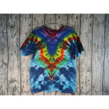 Handmade Tie Dye Batik Cotton Short Sleeve T- Shirt Kid XL Geometric Red Blue