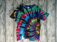 Handmade Tie Dye Batik Cotton Short Sleeve T- Shirt Kid XS Ember Peacock