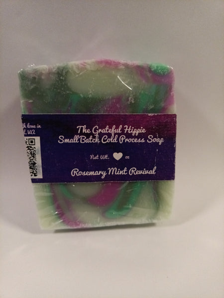 Rosemary Mint Revival - Vegan - RSPO Palm and Almond - Small Batch Cold Process Soap - Medium Herbal Rosemary Mint Fragrance