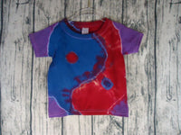 Handmade Tie Dye Batik Cotton Short Sleeve T- Shirt Kid 3T Purple Red Yin Yang