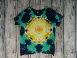 Tie Dye Handmade T Shirt Unisex Short Sleeve Top Youth 5T Yellow Mandala Sun