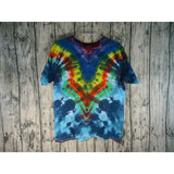 Handmade Tie Dye Batik Cotton Short Sleeve T- Shirt Kid XL Geometric Red Blue