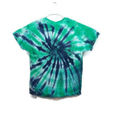 Hand Dyed Tie Dye Tee Cotton XL Green Cobalt Swirl Spiral