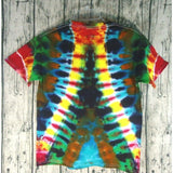 Handmade Tie Dye Cotton Short Sleeve Tee Shirt Kids Medium Rainbow Dragon V Stripe