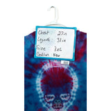 Hand Dyed Tie Dye Tee Cotton Jersey Shirt Adult Plus 3XL Skull Red Blue