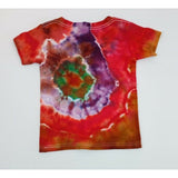 Hand Dyed Tie Dye Tee Cotton Kids 2T Geode Ice Dye Red Purple Gold