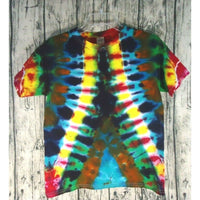 Handmade Tie Dye Cotton Short Sleeve Tee Shirt Kids Medium Rainbow Dragon V Stripe