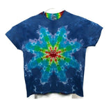 Hand Dyed Tie Dye Tee Cotton Jersey Shirt Adult XL Bright Rainbow Star Mandala