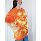 Tie Dye Batik Handmade T-Shirt XL Halloween Spooky Smile Happy Jack Face