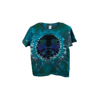 Handmade Tie Dye Cotton  Tee Shirt Kids Small Peace Sign Blue Purple Green