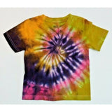 Hand Dyed Tie Dye Tee Cotton Jersey Shirt Kids 4T Spiral Swirl Pink Purple Gold