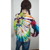 Handmade Tie Dye Cotton Long Sleeve Tee Shirt  XL Rainbow Spiral