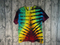 Handmade Tie Dye Short Sleeve Tee Shirt Youth XL Rainbow Tiger V Stripe