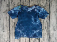 Handmade Tie Dye Cotton Short Sleeve T- Shirt Kid 4T Blue Yellow Star Celestial