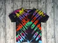 Handmade Tie Dye Cotton Short Sleeve Tee Shirt Kids XS V Stripe Purple Orange